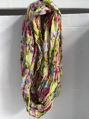 Floral Infinity Scarf in Yellow, Pink & Green